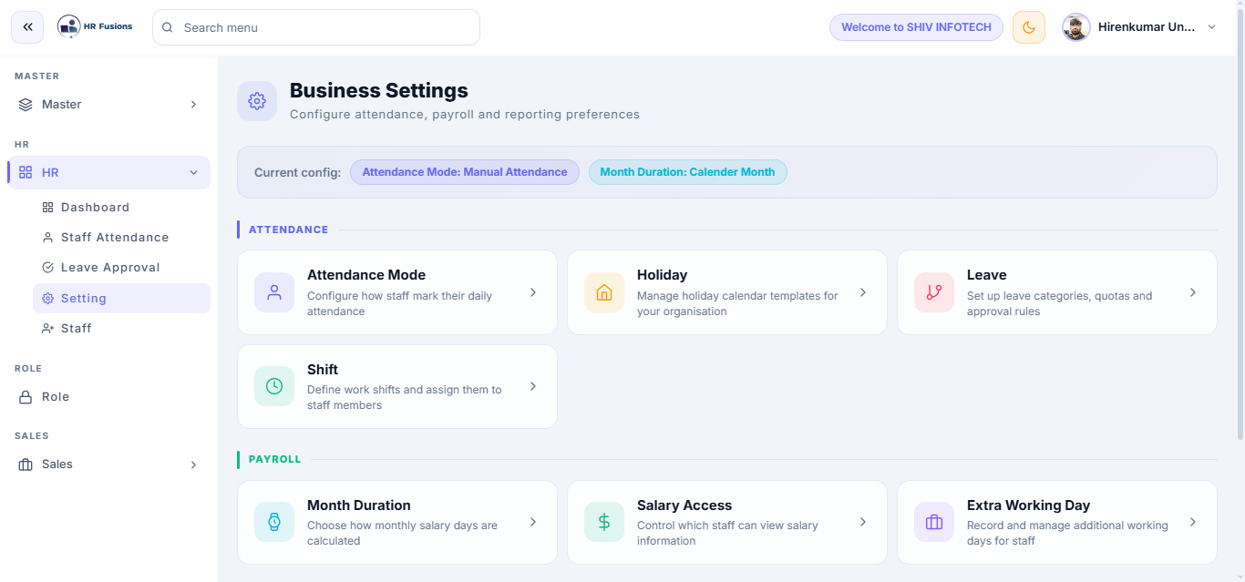 HR Fusions ERP Dashboard